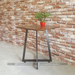 Bàn cafe gô cao su chân sắt hình vuông Bàn cafe gô cao su chân sắt hình vuông