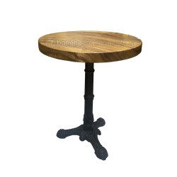 Bàn tròn cafe gỗ me tây chân gang 3 chấu 60cm Bàn tròn cafe gỗ me tây chân gang 3 chấu 60cm
