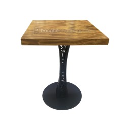 Bàn cafe gỗ me tây chân sắt hình tháp vuông 60x60cm Bàn cafe gỗ me tây chân sắt hình tháp vuông 60x60cm