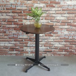 Bàn cafe gỗ cao su mặt tròn chân sắt Bàn cafe gỗ cao su mặt tròn chân sắt