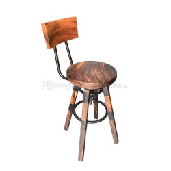 Ghế bar gỗ me tây đế xoay có tựa