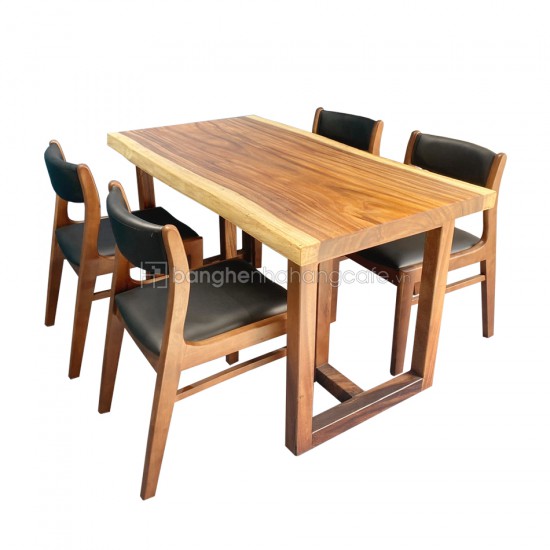 Bộ bàn ghế nhà hàng gỗ me tây + 4 ghế Bella