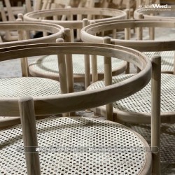 Bàn sofa tròn 2 tầng đan mây gỗ Ash Bàn sofa tròn 2 tầng đan mây gỗ Ash