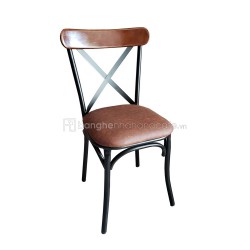 Ghế nhà hàng khung sắt mặt nệm nâu