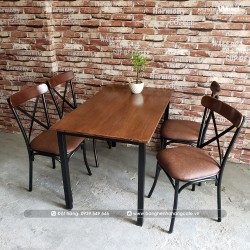 Ghế nhà hàng khung sắt mặt nệm nâu