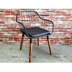Ghế sắt Retro chân gỗ Ghế sắt Retro chân gỗ