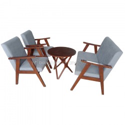 Bộ sofa cafe gỗ cao su màu walnut Bộ sofa cafe gỗ cao su màu walnut