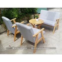 Bộ bàn ghế sofa cafe gỗ cao su Bộ bàn ghế sofa cafe gỗ cao su
